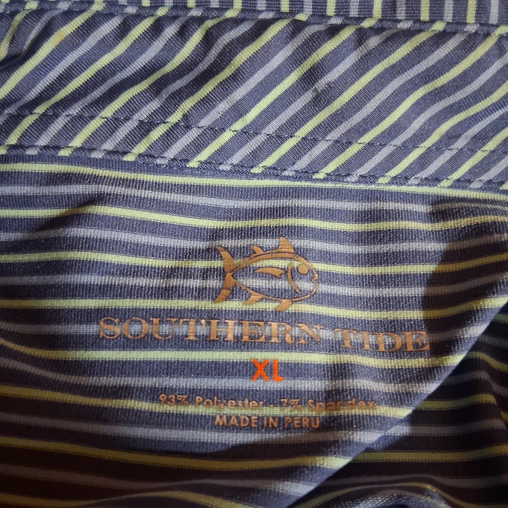 Southern Tide Men's Blue Striped Polo Shirt Size XL Golf - Picture 5 of 12